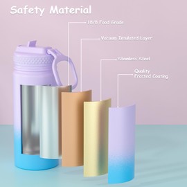 MURRICON 12oz Kids Water Bottle for School,Stainless Steel Water Bottles Kids with Straw,Vacuum Insulated Water Bottle for Kids,Gifts for Boys and Girls,PurpleBlue