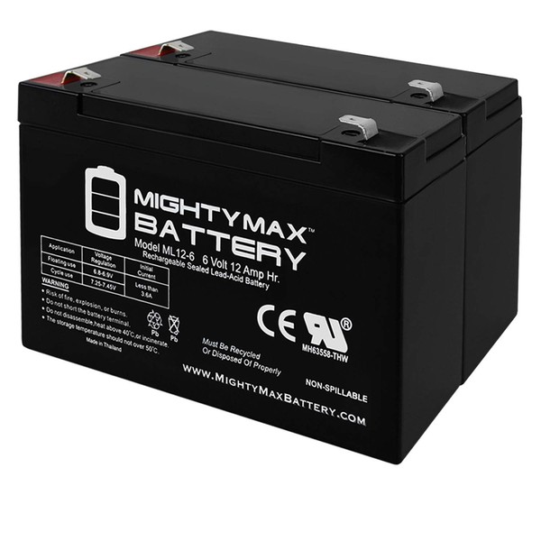 Mighty Max Battery 6V 12AH F2 Replacement Battery for Eagle Picher HE-6V12.7FR - 2 Pack Brand Product