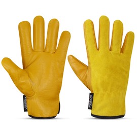 Foriox International Working gloves for Multi Purpose use Leather Gardening Mechanic Garden Building Heavy Duty Utility Gripper Men Women (Yellow, X - Large)
