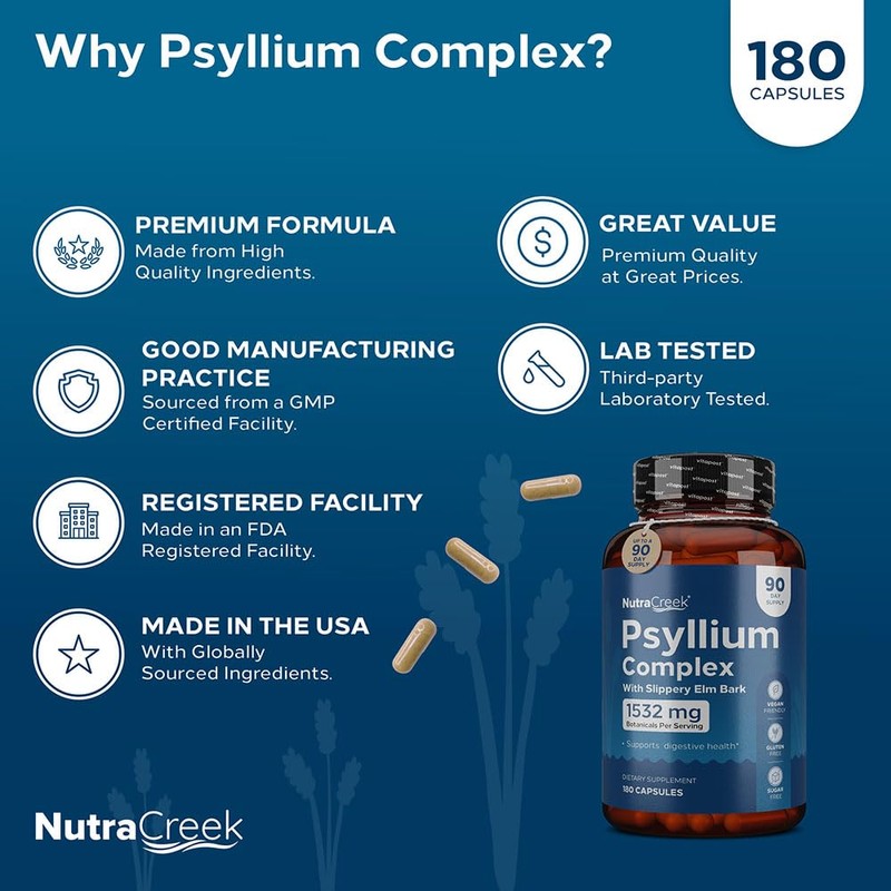 NutraCreek Psyllium Complex | 11-Ingredient Psyllium Husk Capsules with Psyllium