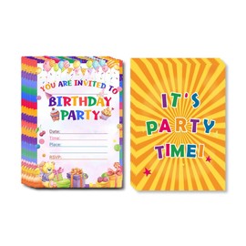 Birthday Invitation Cards -32PCS for Children,Birthday Party Invitation for Boys and Girls, Celebration Invitation for Teenagers(Orange)