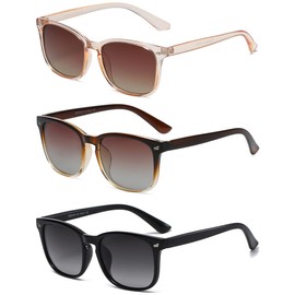 DUSHINE Polarized Sunglasses for Women Classic Retro Style UV400 Protection (3 Pack)