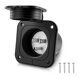 ZDRU 15 Amp Shore Power Inlet, 125V NEMA 5-15P Flanged Receptacle with Waterproof Covers, 2 Pole 3-Wire Recessed Male Outlet for RV, Trailer, Shed and Block Heater