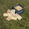 Triumph 28-Piece Wood Lawn Outdoor Large-Format Domino Set Includes Storage