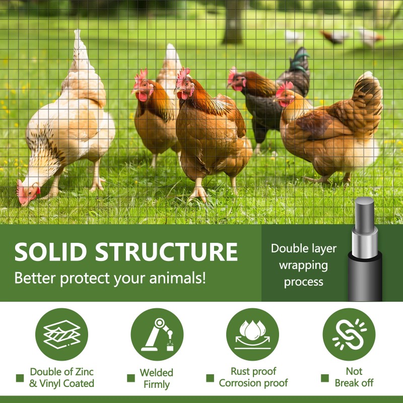 Welded Mesh Fence PVC Black Hardware Cloth 19Gauge 1/2in Mesh