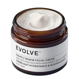 Evolve Organic Beauty Crema Facial Nocturna Renovadora | Nutre, Suaviza, Rellena, Refresca | Bio Retinol, Peonía, Mezcla De Aceites Esenciales Naturales | Elaborada En Pequeños Lotes, Belleza Vegana Y