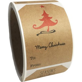 Natural Kraft Christmas Gift Tags Simple Minimalist Style 2 x 3 Inch 4 Designs 100 Total Labels