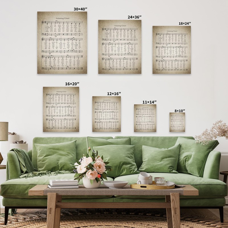 Poster Master Amazing Grace Canvas - Retro Music Sheet Print
