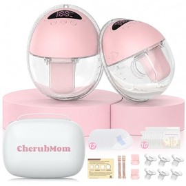 NOMEY Dos Extractores de Leche Eléctricos Con Bolsa de Transporte y discos Absorbentes 4 Modos y 12 Niveles Silencioso, Potencia Máxima de Succión de 320 mmHg, Incluye Embudos de 17,19,21mm Rosa