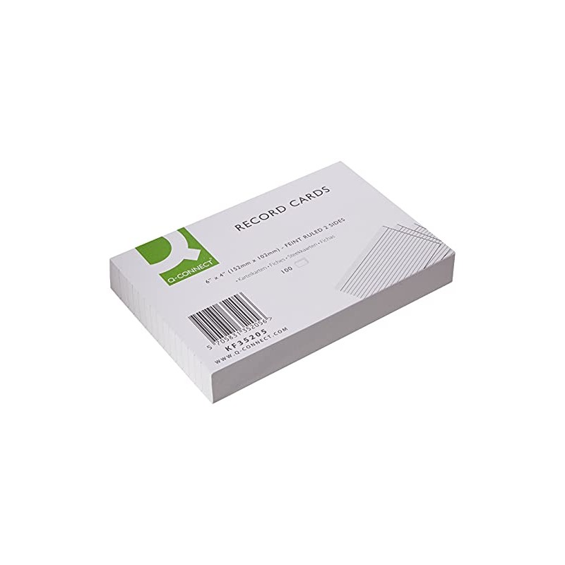 Q-Connect Record Card 152x102mm Ruled Feint White (100 Pack)