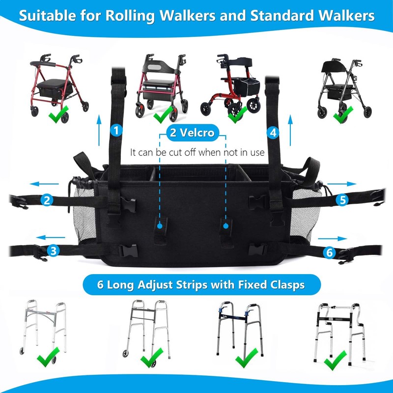 Riyitauto Upgraded Walker Basket Walker Accessories with Cup Holder, Fit