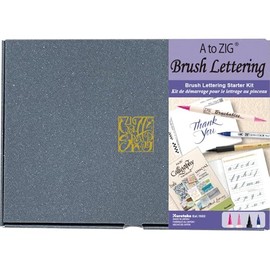 Kuretake A to ZIG Brush Lettering Starter Kit, Calligraphy Pens, with Exercise Note and Manual for Bigginers, Made in Japan