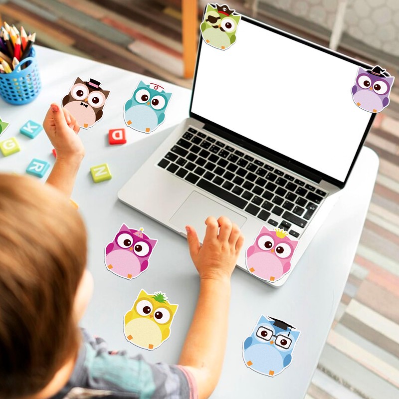 12 Pack Owl Cartoon Sticker Notebooks, 240 Cute Animal Sticker