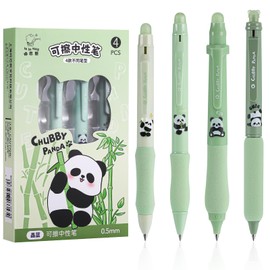 JIANTA 4 Pcs Erasable Pens Blue, Cartoon Rub Out Pens for Writing, 0.5mm Erasable Gel Pens with Rubbers on the End, Rollerball Pen Erasable Writing Pens for Kids Adults