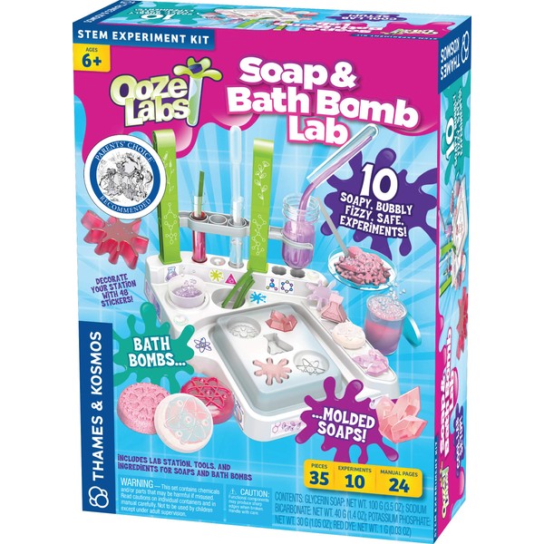 Thames & Kosmos Ooze Labs: Soap & Bath Bomb Lab Science Experiment Kit & Lab Setup, 10 Experiments in Cosmetology & Biology of Skin Care | A Parents' Choice Recommended Award Winner