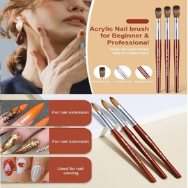 Kolinsky Acrylic Nail Brush KEMEISI (Size 10 Red)