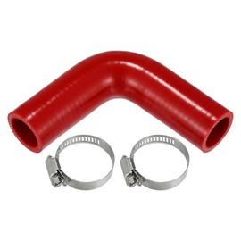 X AUTOHAUX 1 Set 28mm / 1.10" ID 100mm / 3.94" Length 90 Degrees Red Car Silicone Hose Coolant Hose with Clamps Universal