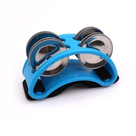CHUANGOU Foot Tambourine with Metal Bells, Percussion Musical Instrument for Arms and Feet (Blue, Pack of 1)