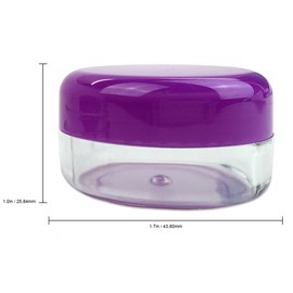 Beauticom 15 gram/15ml Empty Clear Small Round Travel Container Jars with Lids for Make Up Powders, Eyeshadow Pigments, Lotions, Creams, Lip Balm, Lip Gloss, Samples (6 Pieces, Purple Lid)