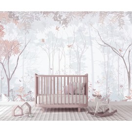Toolhom Forest Fabric Mural Wallpaper for Living Room Bedroom Dining Room(Not Self-Adhesive)