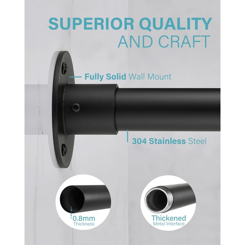 Crkmire Corner Shower Curtain Rod, [24"-53"] x [24"-53"] Adjustable L