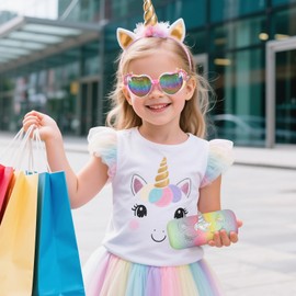 Children's Heart Sunglasses Unicorn UV Protection Toddler Sunglasses with Unicorn Glasses Case Hard Case Party Sunglasses Children 3-10 Years, Pink, Unit size
