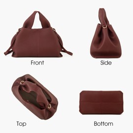 DONNAIN Genuine Leather Retro Shoulder Crossbody Bag for Women, Chic Dumpling Bag and Cute Cloud Handbag for Women (Bordeaux)