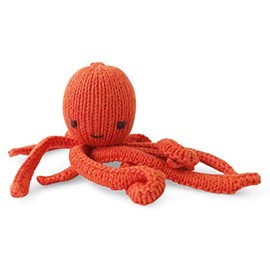Hand-Knitted Organic Cotton Octopus Plush Toy (Orange)