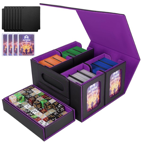 AFIING MTG Card Deck Box with Commander Display, Fits 400+