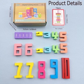 Wooden Number Blocks Toy, Colorful Number Recognition Stacking Toy, Early Education Toy for Kids, Math Learning Blocks, Birthday Gift for Boys & Girls