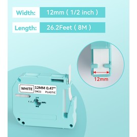 EazeID M950 Label Maker Tapes M-K231 Replacement for Brother P-Touch M Tape M-K231s M231 MK231 M-231 12mm 0.47 White for Brother Ptouch PT-M95 PT-70BM PT-90 PT-85 PT65 45 Label Maker Refills, 4 Pack
