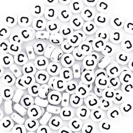 Sunrica 300Pcs Round Bulk Letter Beads for Charms Bracelets Making 4X7mm Individual White Alphabet Beads C