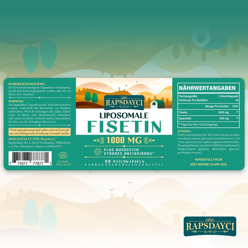 Liposomal Fisetin with Quercetin 1200 mg - 60 Pieces (Pack
