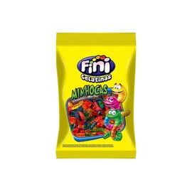 Fini Minhocas Brilho Assorted fruits Flavors Gelatin Candies 90 Grams (3.17 oz) by Brazilian Corner | Fini Minhocas Brilho Frutas Diversas Gummies de Gelatina 90g | Imported from Brazil | Snack Candies