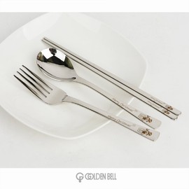 Golden Bell Christmas Snowman Children's Cutlery 3P Set / 골든벨 크리스마스 눈사람 어린이 수저 3P 세트