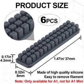Isslly 6pcs Silicone Nozzle Brush for Bambu Lab A1, Self-Adhesive 3D Printer Wiper Brushes, Heat-Resistant Nozzle Cleaning Brush Replacement, Not Suitable for Bamboo Lab A1 Mini- Gray