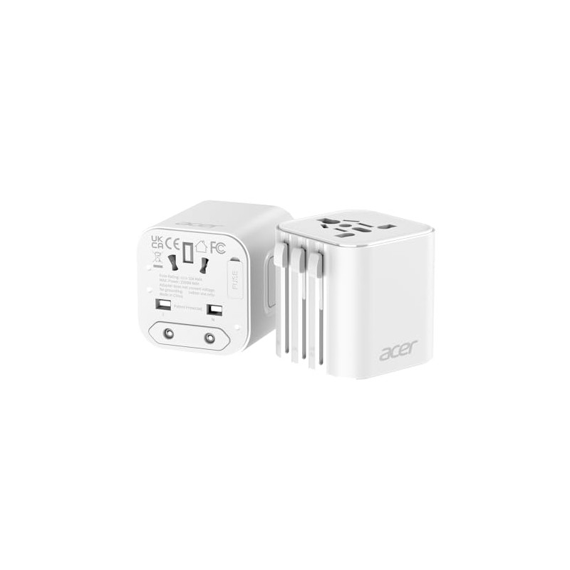 Universal Travel Plug Adapter 2 Pack - White