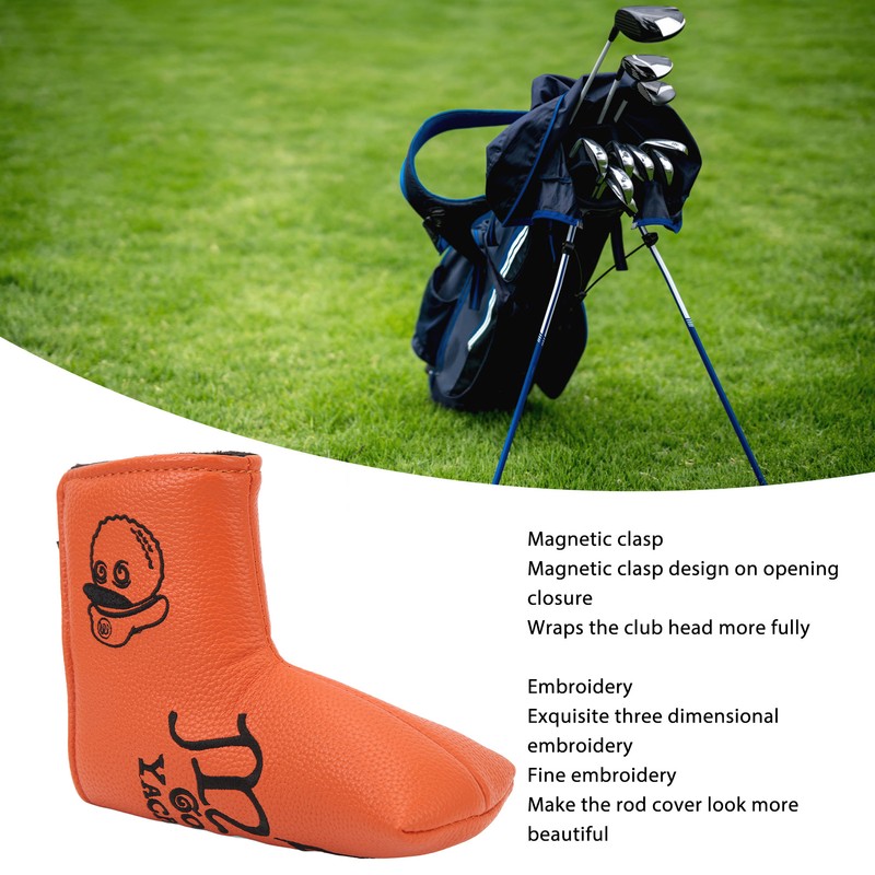 Golf Putter Headcover Orange Sailor's Hat Pattern PU Waterproof Surface