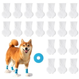 FFWTPY Pack of 20 Disposable Dog Shoes Waterproof Non-Slip Breathable Dog Boots with Bandage for Walking Indoor and Outdoor