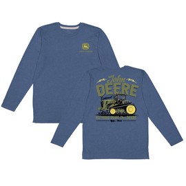 John Deere Mens Long Sleeve Track Tractor Nothing Runs Like A Deere Tshirt in Indigo Blue (US, Alpha, X-Large, Regular, Regular, Indigo Blue)