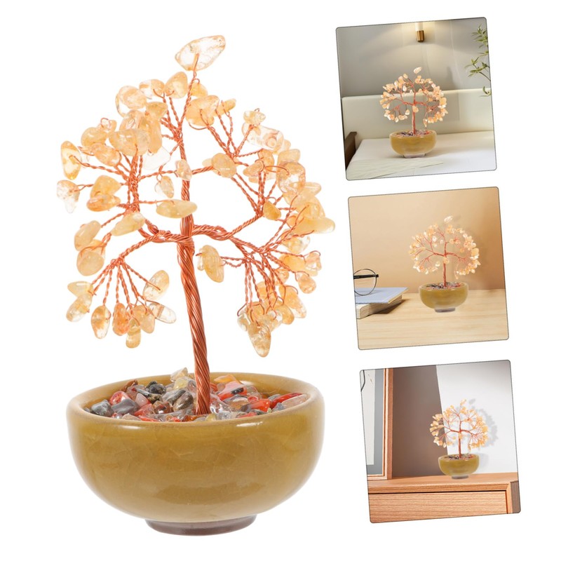 GRIRIW Chakra Crystal Tree Feng Shui Lucky Ornament Citrine Money