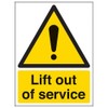 V Safety Lift out of service Magnetic Safety Sign 150mm