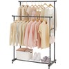 Calmootey Double Rods Clothes Garment Rack, Rolling Clothing Rack for