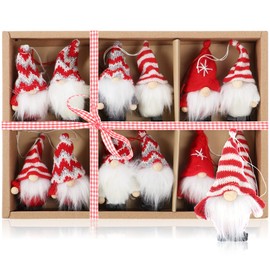 com-four® 12x Premium Hanging Santa Claus for the Christmas Tree, Charming Christmas Tree Figures, for Hanging as Tree Decoration, Christmas Decoration or Gift (Design 50 - Striped)