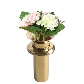 Talea QS114C004 Grave Flower Stand with Stainless Steel Tube Brim, Luxury Gold Plated Vase, Drop 2 Pieces (1 Pair), QS114C004 (Diameter: 93MM)