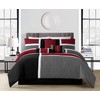 Chezmoi Collection 7-Piece Quilted Patchwork Comforter Set, Red/Gray/Black, King