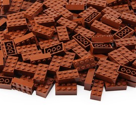 Feleph 2x4 Bricks 320 Pieces Reddish Brown Parts Building kit Creative Play Set Classic Blocks Toy Accessories Compatible with 3001 Major Brands (Reddish Brown)