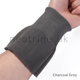 Rib Knit Cuff Pair for Replacement Repair Cuffing Old Jackets Bombers. No Side Seams, Seamless Tubular Ribbing Fabric. Also for para Jackets and Denison Smock, Neotrims (Charcoal Grey, 2 Pieces)