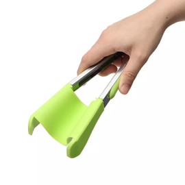 MY DEVELOPMENT Multi-Functional Silicone Tongs Non-Stick | Stainless Steel 2-in-1 Spatula & Tongs-Simply Flip | Heat Resistance Silicon Tongs BBQ Gadget | Super Grip Tongs | Green 12 Inches