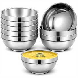 Hpmjz 10 Pack 24 oz Stainless Steel Bowls Soup Bowl, Metal Snacks Bowl